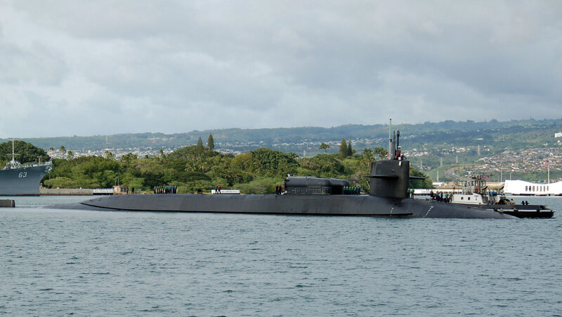 Submarine in Harbor — Gray