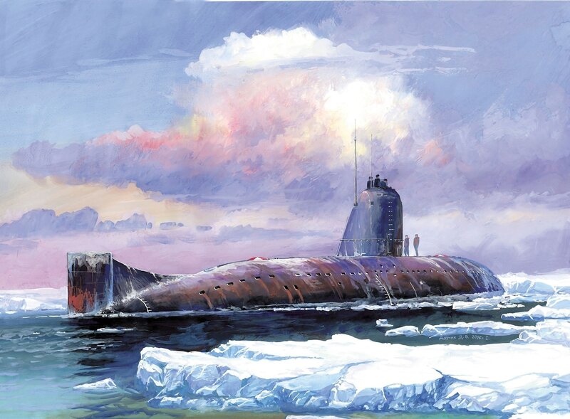 Submarine in Ice — Blue