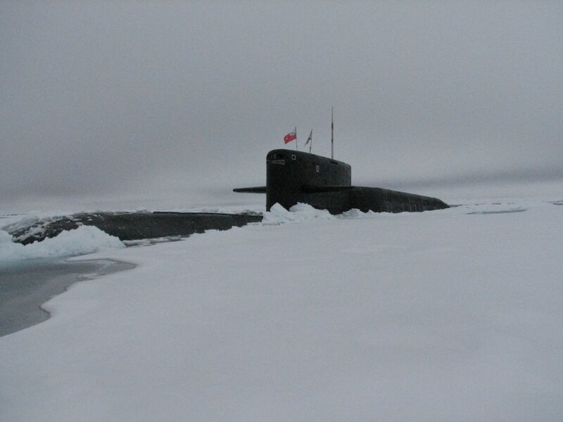 Submarine in Ice — White, Cold, Winter, Photograph, Flag