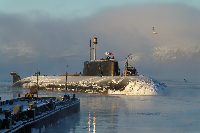Submarine in Icy Water — Gray, Cold