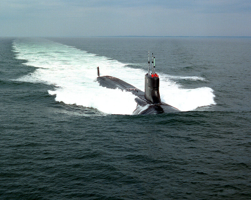 Submarine in Ocean — Black, Calm, Afternoon