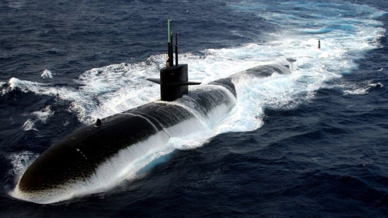 Submarine in Ocean — Black, Dramatic, Photograph