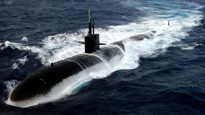 Submarine in Ocean — Black, Dramatic, Photograph, Wake
