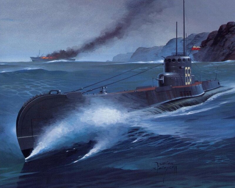 Submarine in Ocean — Blue, Dramatic