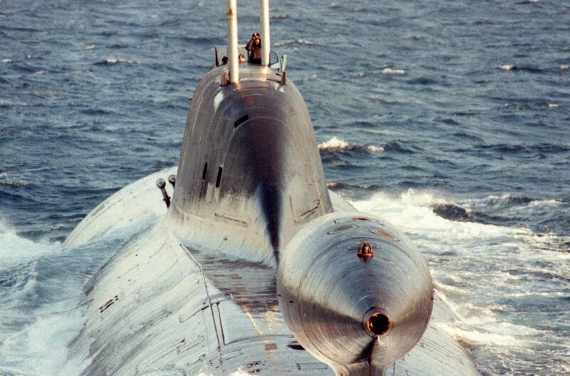 Submarine in Ocean — Gray, Dramatic, Photograph