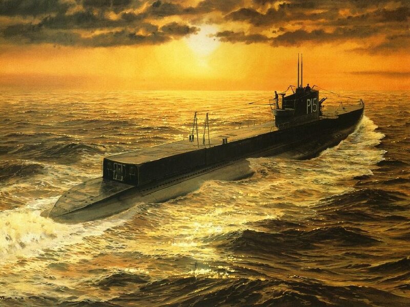 Submarine in Ocean — Orange, Dramatic