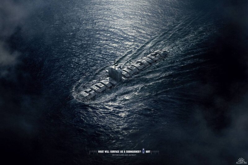 Submarine in ocean waters