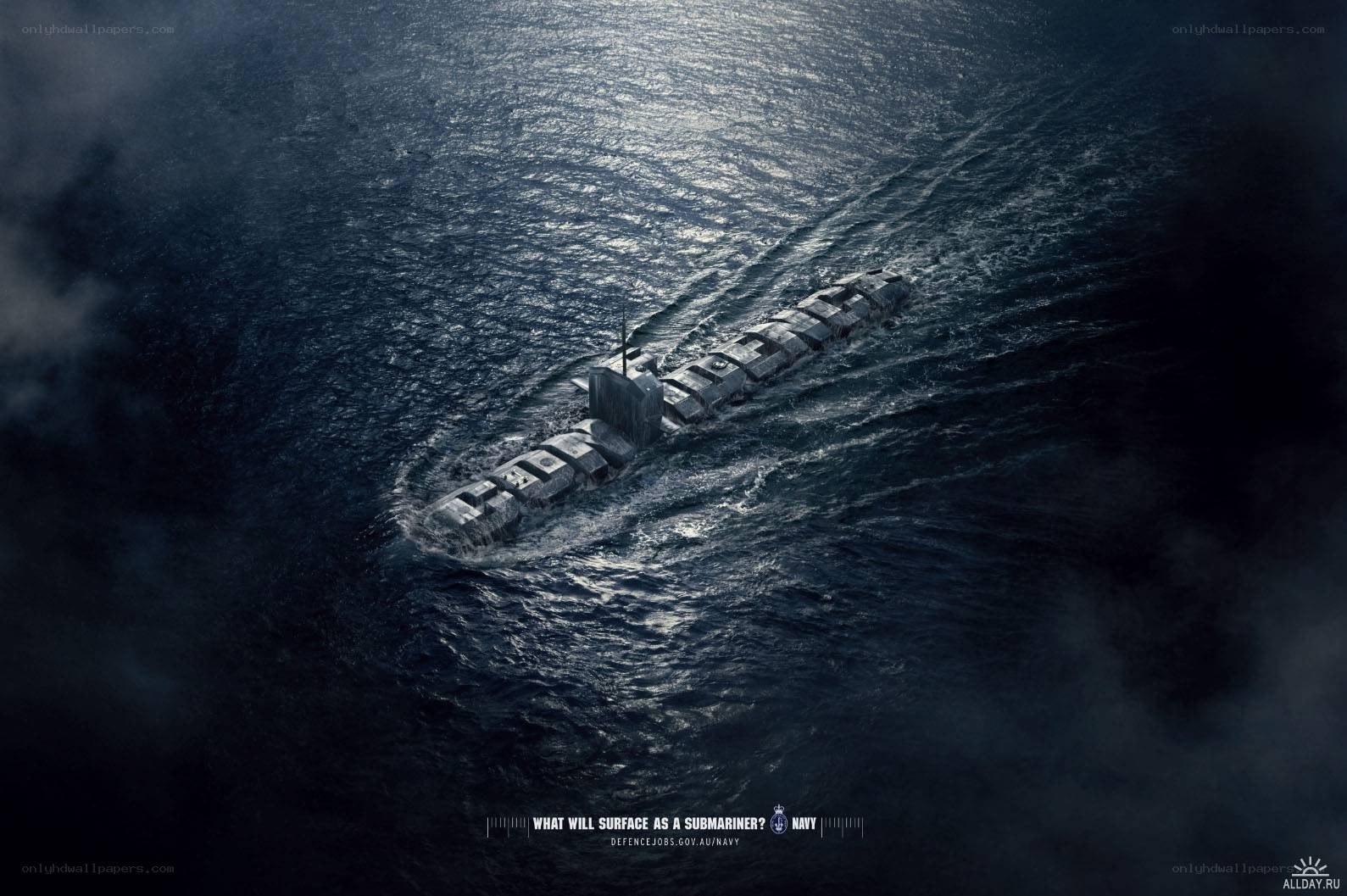 Submarine in ocean waters