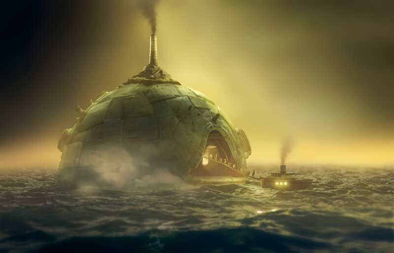 Submarine in Ocean — Yellow