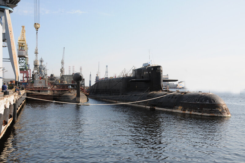 Submarine in port