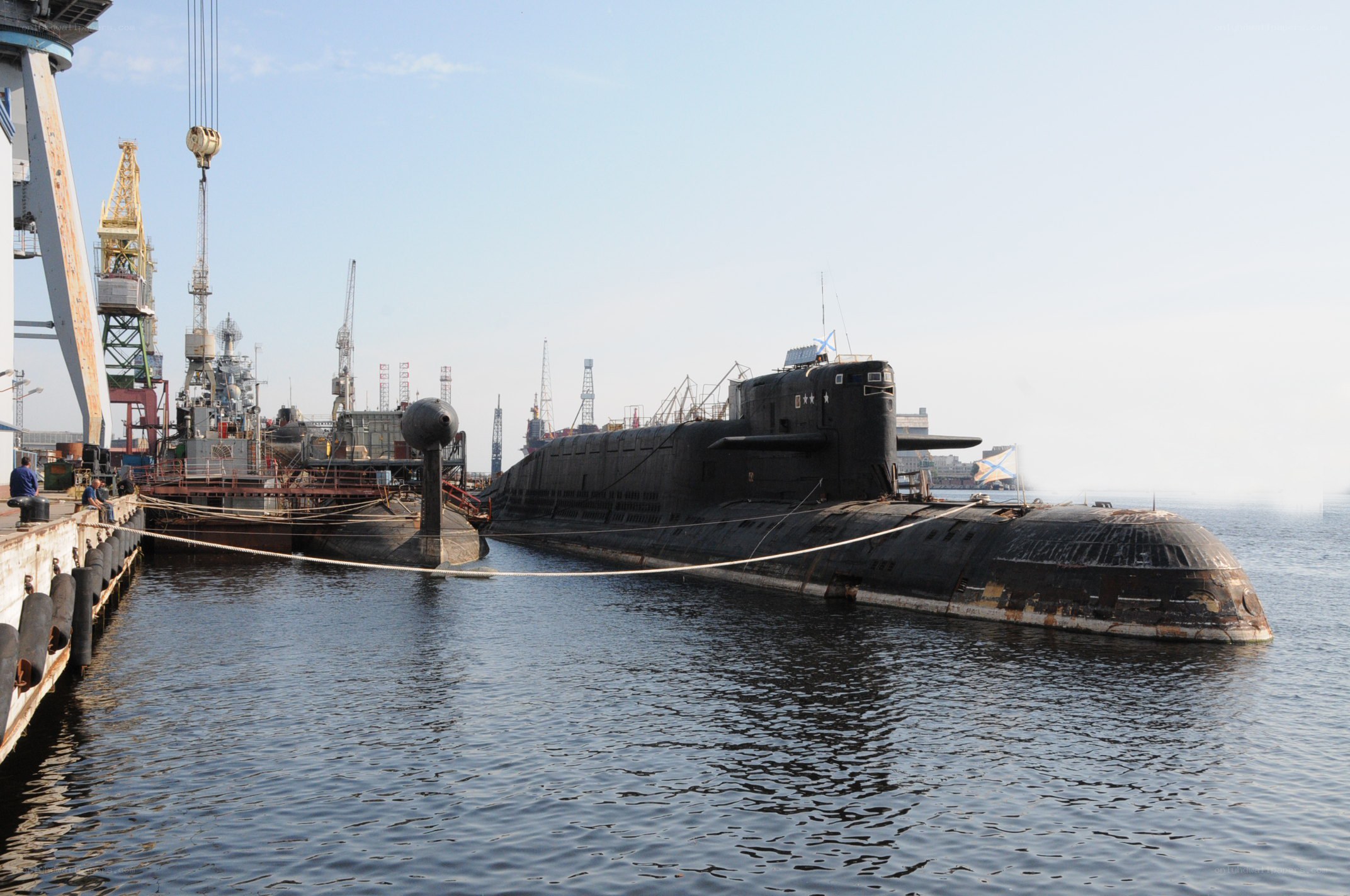 Submarine in port