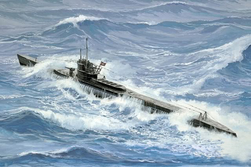 Submarine in Rough Sea — Blue