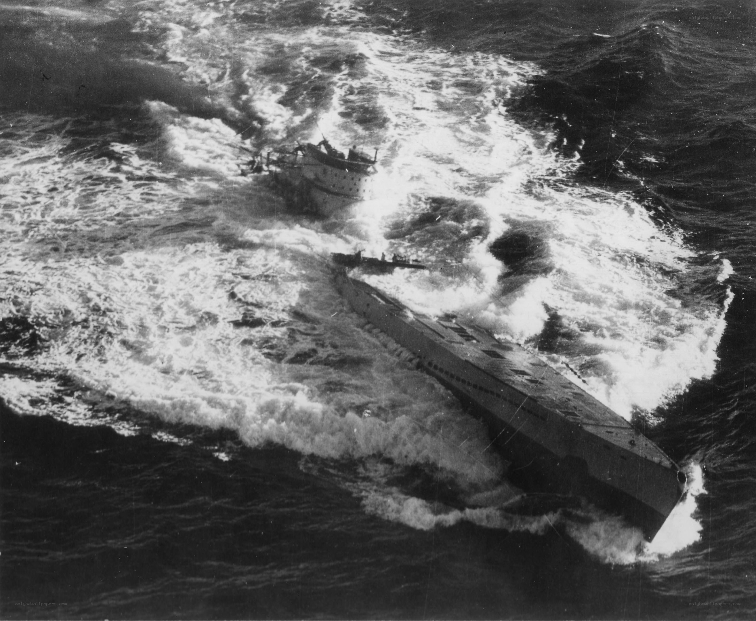 Submarine in rough seas