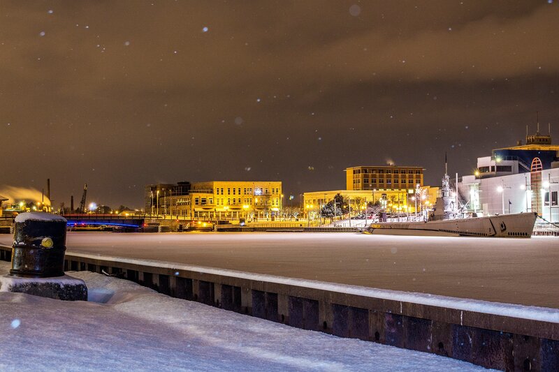 Submarine in Snow — White, Cold, Night