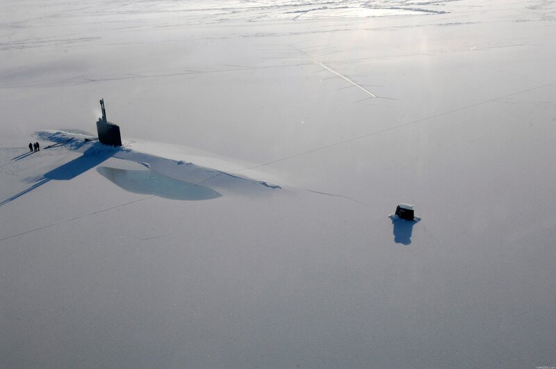 Submarine in Snow — White, Cold, Winter, Photograph, Ice, People, Equipment