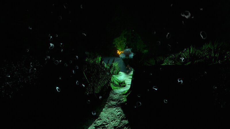 Submarine in Underwater Cave