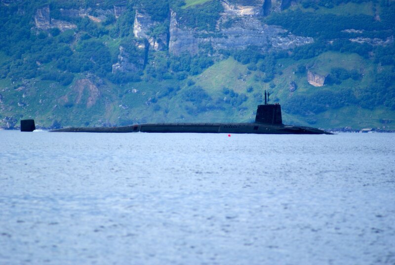 Submarine in Water — Blue, Calm, Photograph
