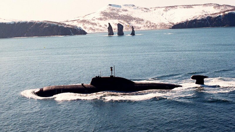 Submarine in Water — Blue