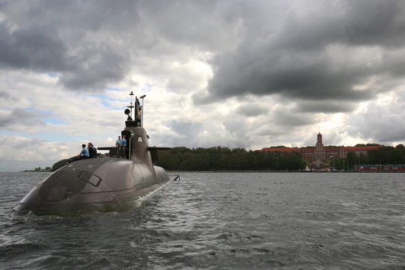 Submarine in Water — Gray, Dramatic, Afternoon, Photograph