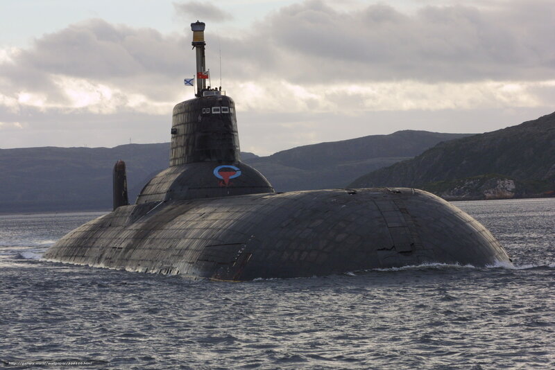 Submarine in Water — Gray, Dramatic, Afternoon