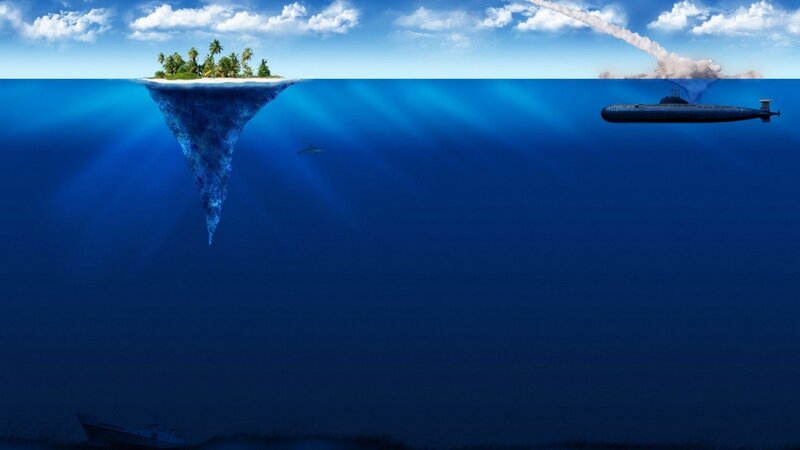 Submarine Near Island