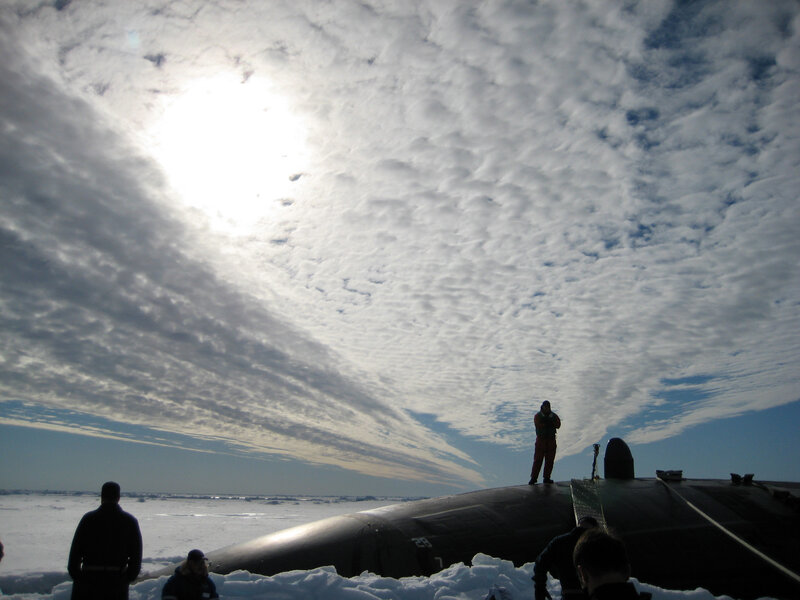 Submarine on Arctic ice