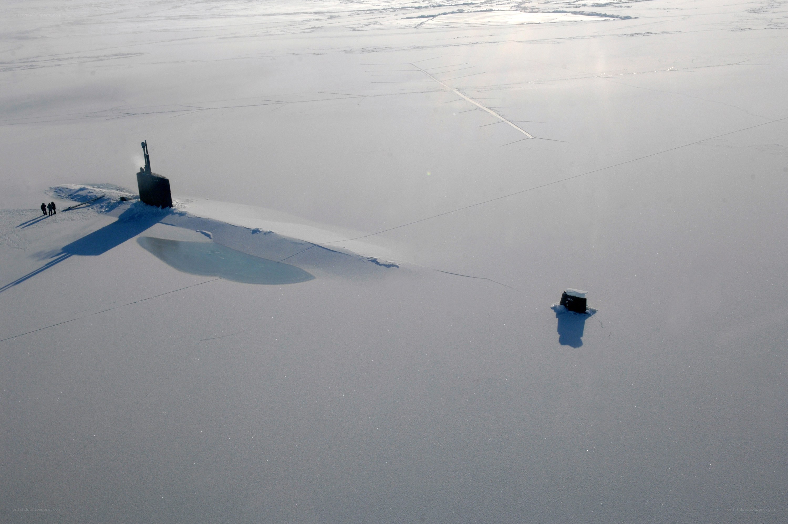 Submarine on Arctic ice