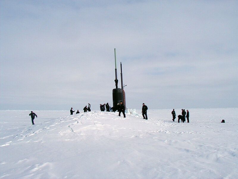 Submarine on Arctic ice