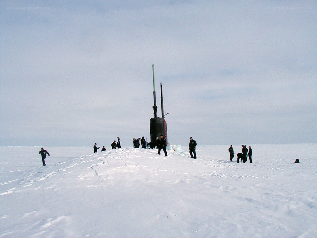 Submarine on Arctic ice