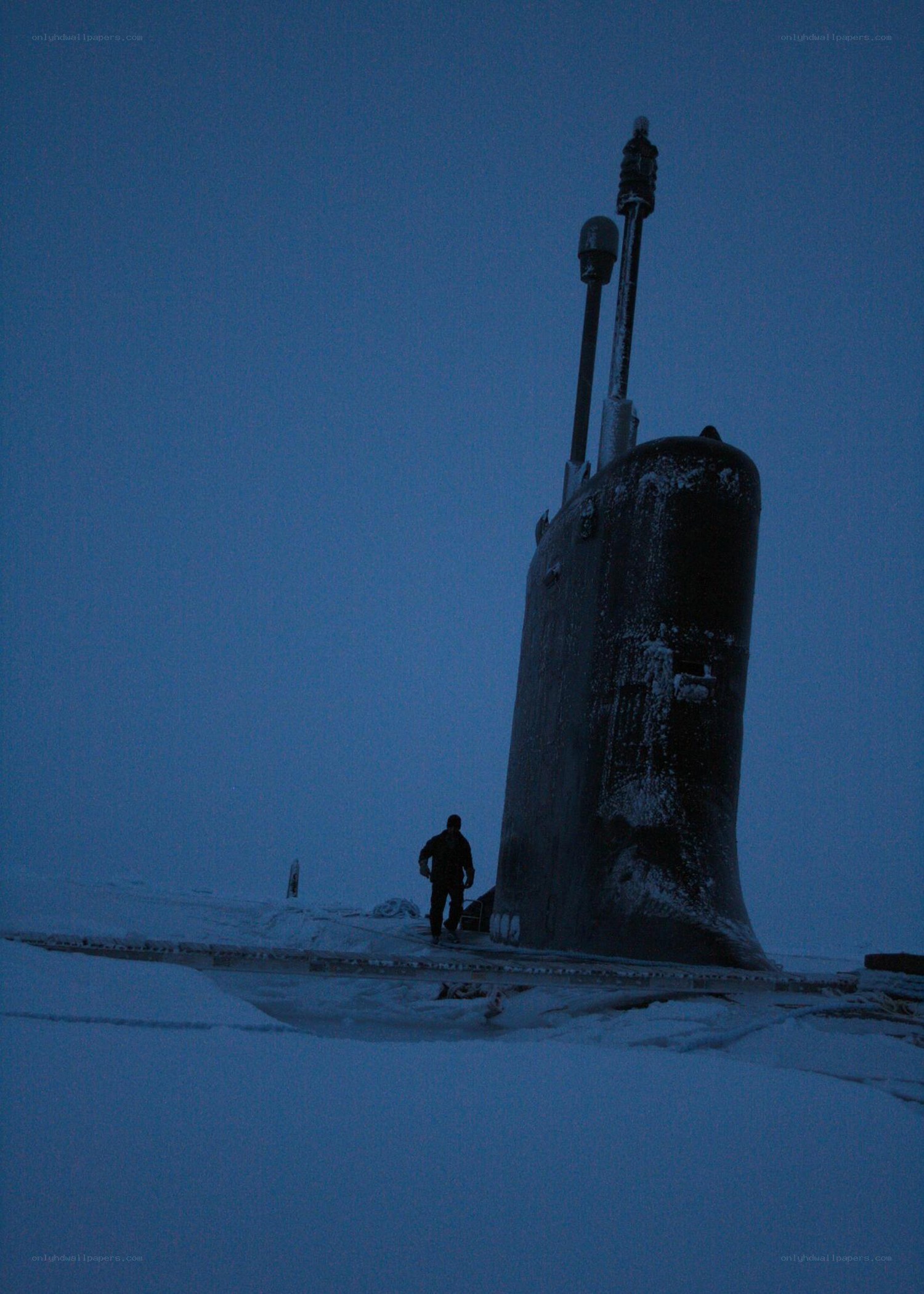 Submarine on Arctic ice