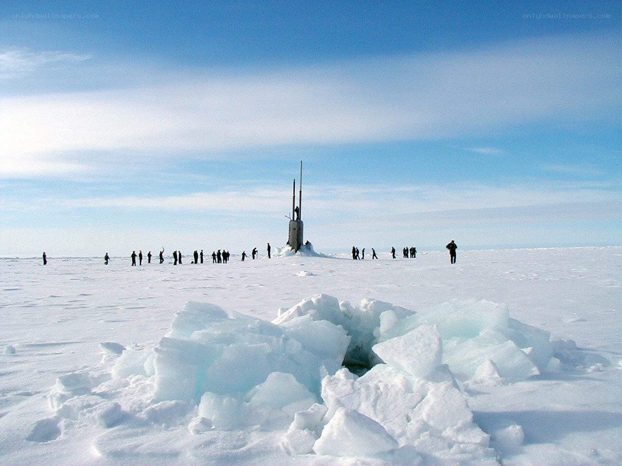 Submarine on Arctic ice