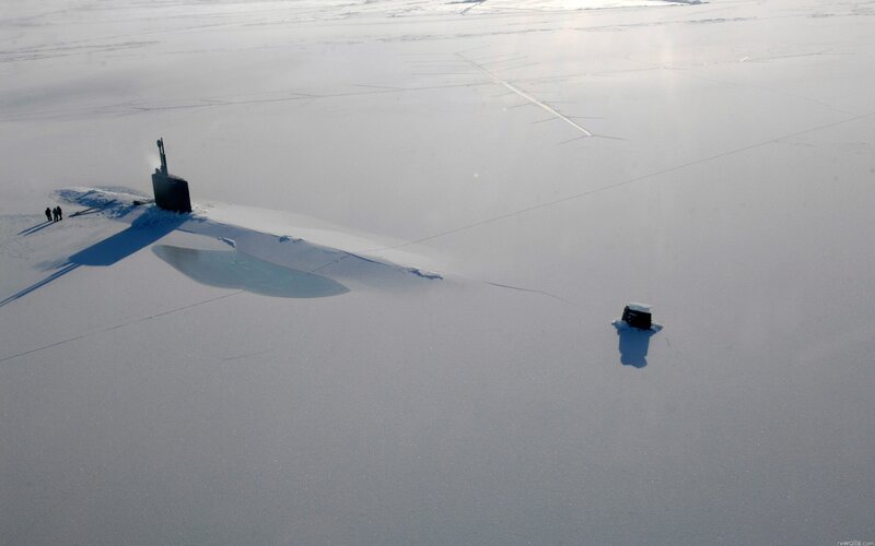 Submarine on Arctic ice