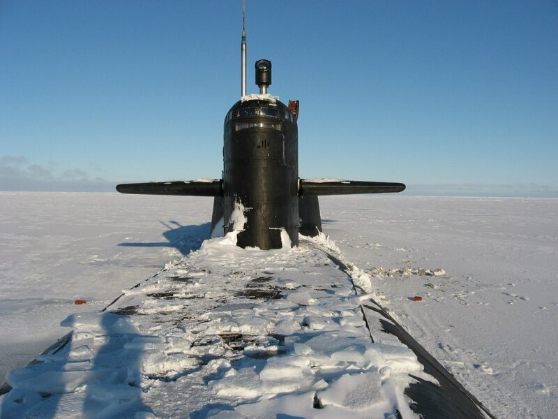 Submarine on Arctic ice