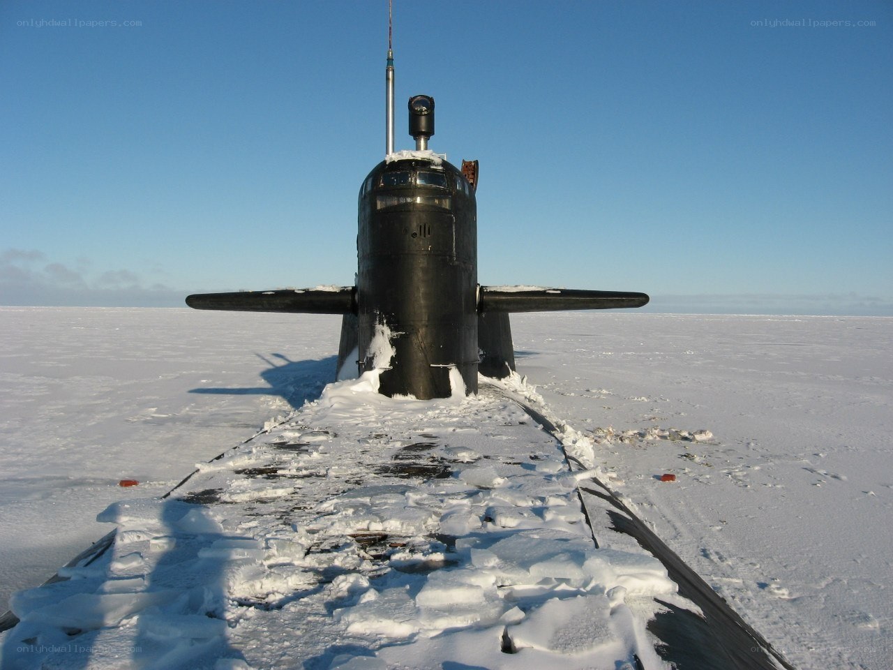 Submarine on Arctic ice