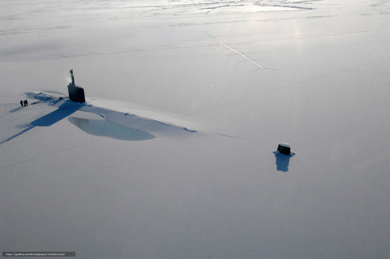 Submarine on Arctic ice