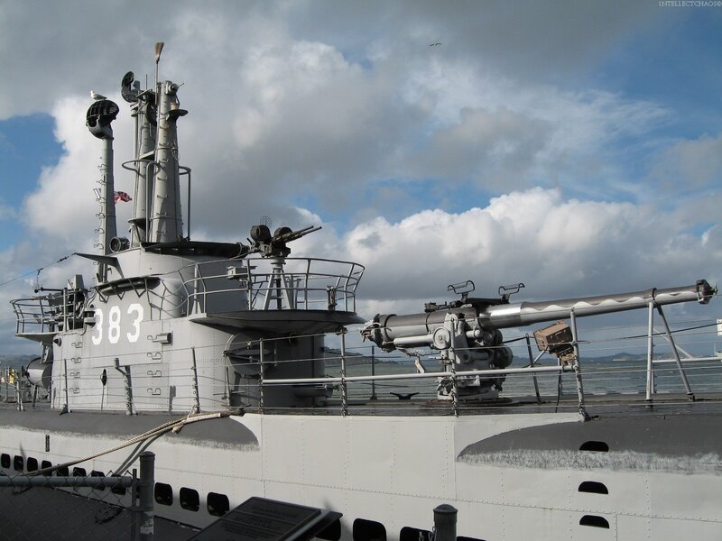 Submarine on Display — Gray, Dramatic