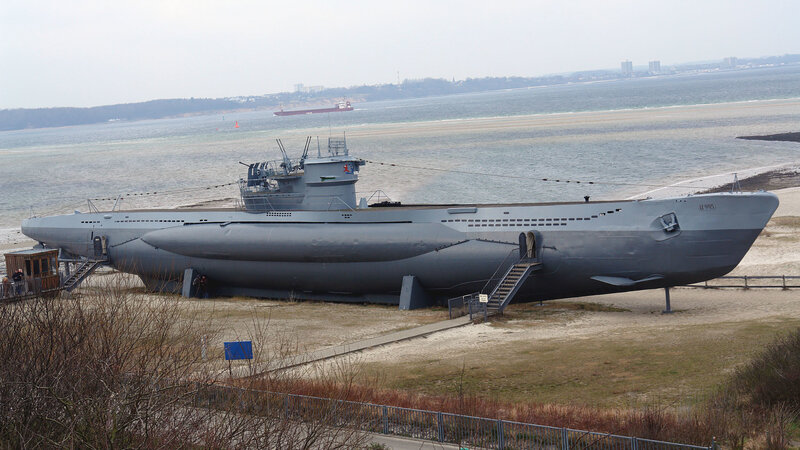 submarine on display near water