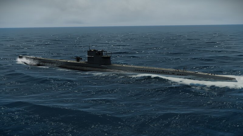 Submarine on Ocean Surface — Blue, Calm, 3d Render