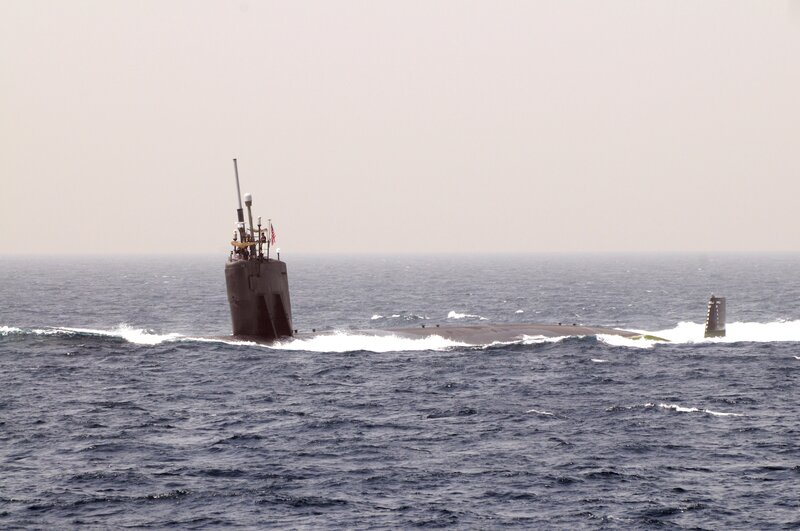 Submarine on Ocean Surface — Blue, Calm, Afternoon, Photograph