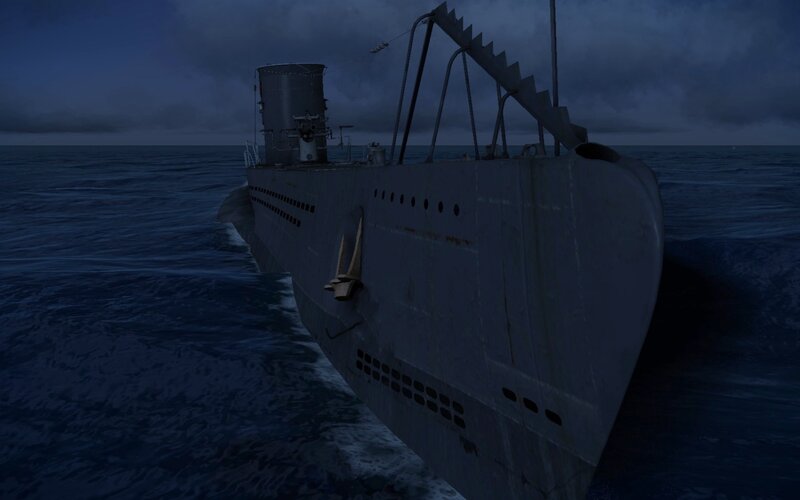 Submarine on Ocean Surface — Blue, Dark