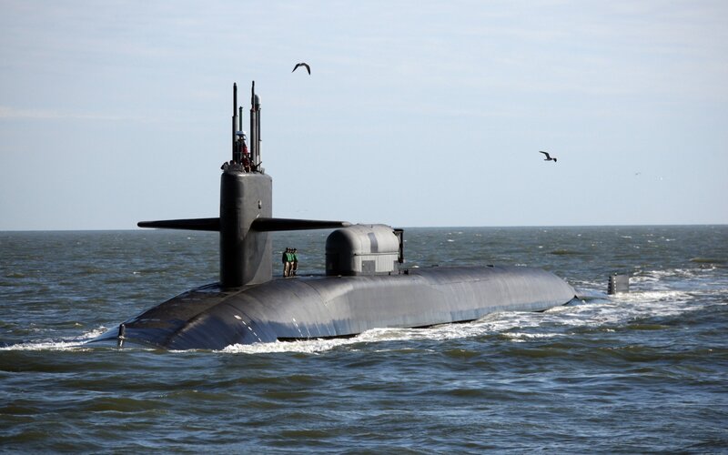 Submarine on Ocean Surface — Gray, Calm