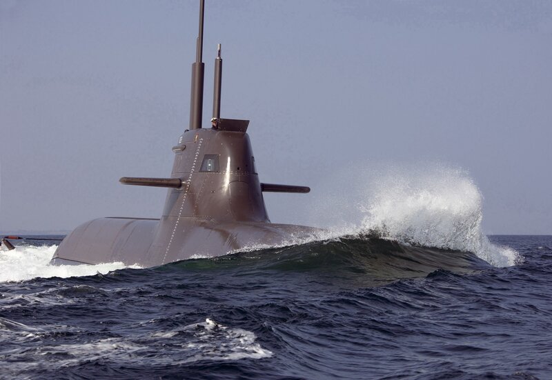 Submarine on Ocean Surface — Gray, Dramatic
