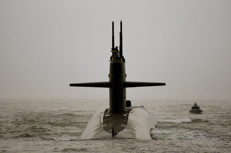 Submarine on Ocean Surface — Gray, Overcast