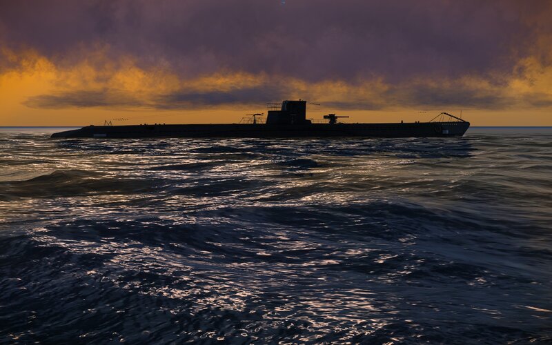 Submarine on Ocean Surface — Purple