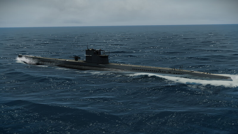 Submarine on open sea