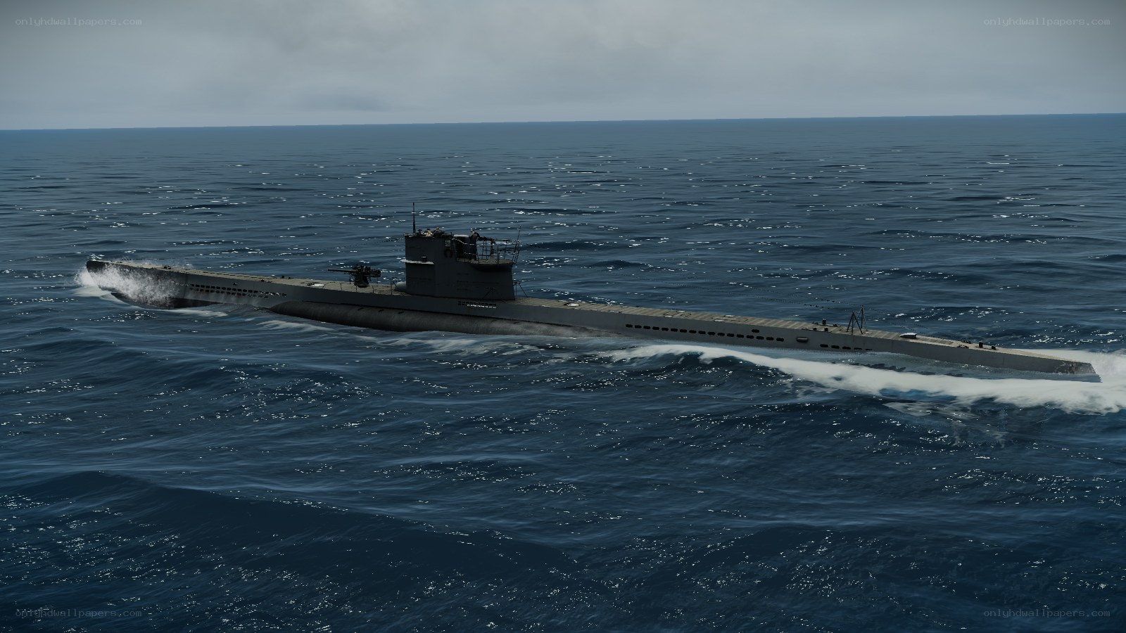 Submarine on open sea