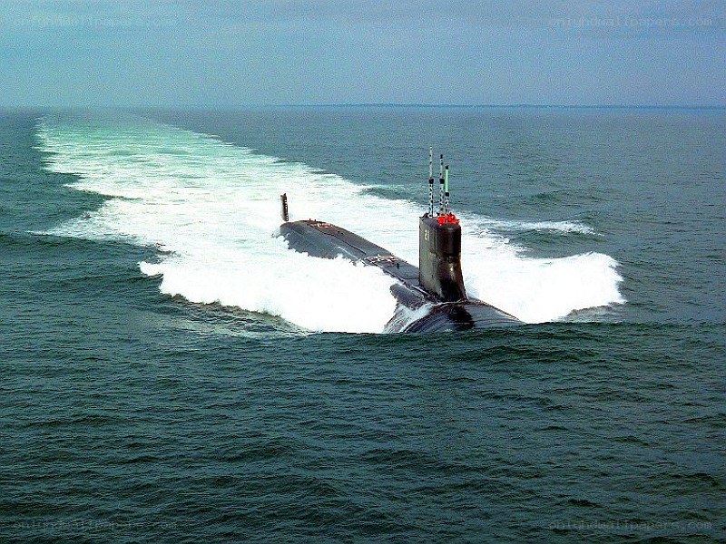 Submarine on the surface