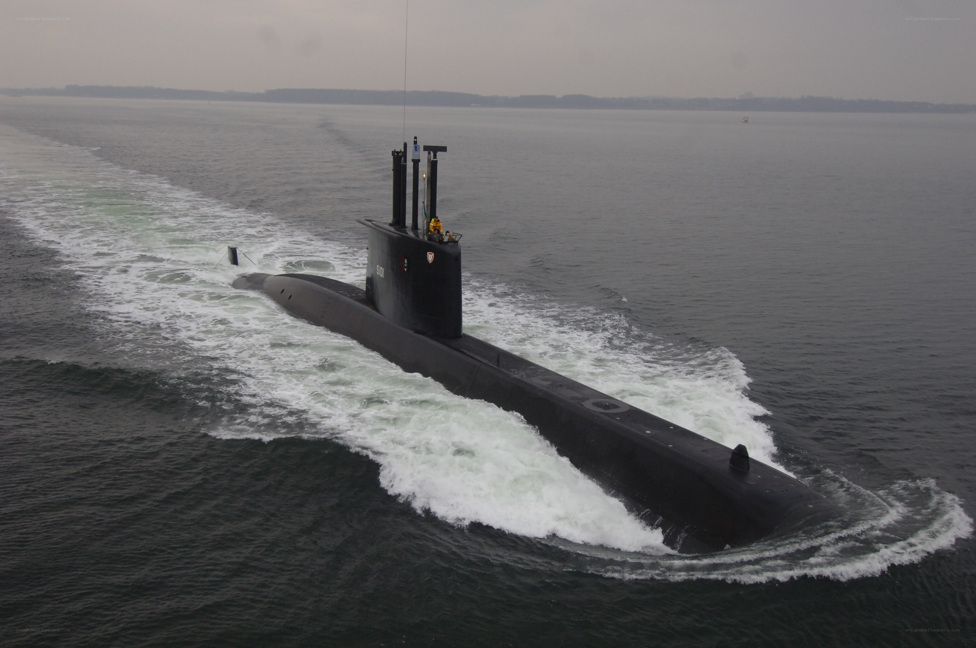 Submarine on the surface