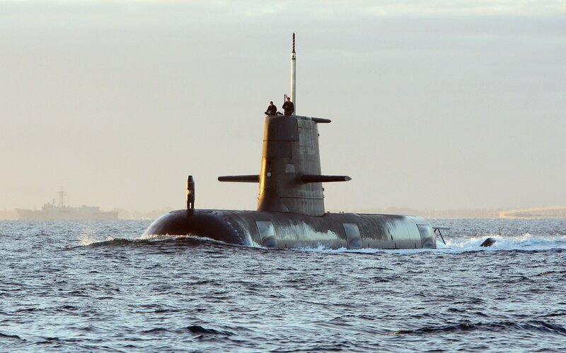 Submarine on the Water — Gray, Calm, Sunset
