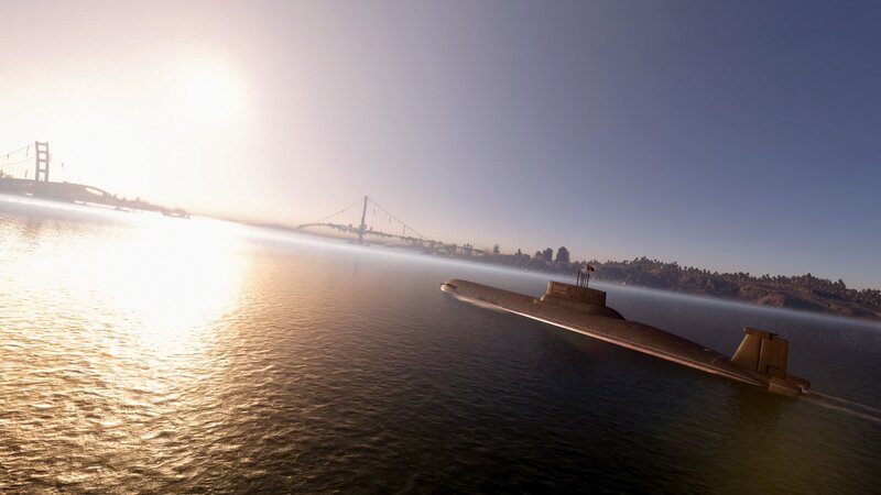 Submarine on Water — Blue, Serene